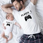 Семейная Одинаковая одежда Player, семейный образ, футболки для Отца и Сына, семейная одежда, детское боди, топы с надписью
