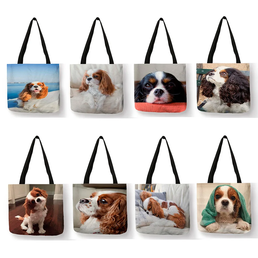 Женская сумка с принтом собаки Charles Spaniel модная тоут через плечо вместительная