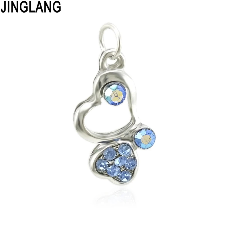 

JINGLANG Wholesale Alloy Heart Charms Pendant For Jewelry Making Bracelet NecklaceCrystal Alloy Charms Accessories 30 pcs