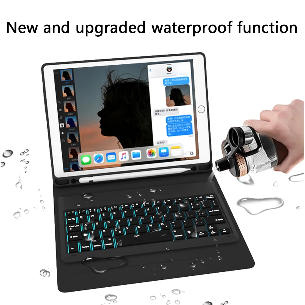 Для Air 1/Air 2/Pro 9,7/ iPad/ iPad Американский 7 цветов с подсветкой планшет Bluetooth клавиатура чехол с кожаным чехлом