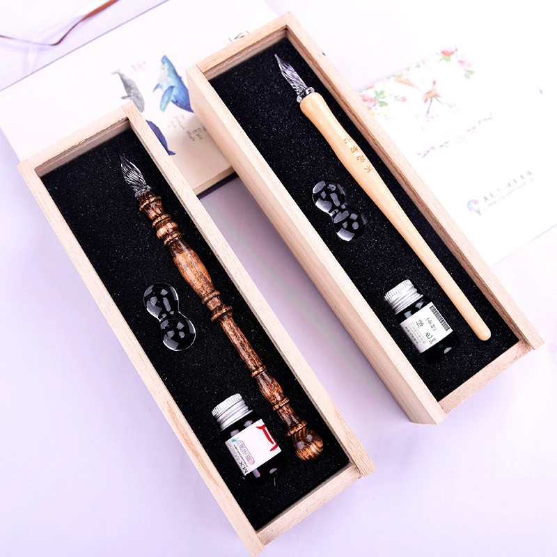 Ручка ручной работы из хрустального стекла креативная оригинальная деревянная