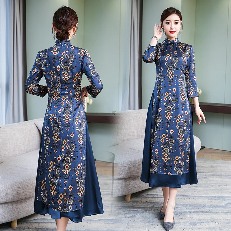 Винтаж ropa aodai Вьетнам длинное платье Чонсам для женщин традиционная одежда ao dai