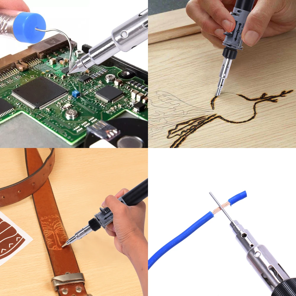 Toolour мини Газовый паяльник Комплект беспроводные Self-зажигания сварочный пистолет фонарь Ремонт паяльная станция наконечник пирография деревянная инструмент