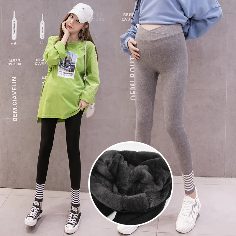 2022 Winter Maternity Leggings Winter Velvet Pants for Pregnant Women Warm Clothes Thickening Pregnancy Trousers Mother Clothing