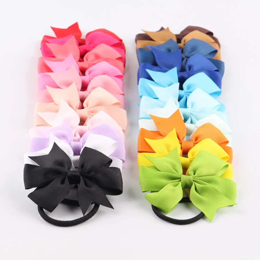 

10Pcs/Lot Hair Bow Rubber Bands Girls Hair Ties Bowknot Ribbon Elastic Hair Bands Headwear Headbands Hair Accessories 20 Colors