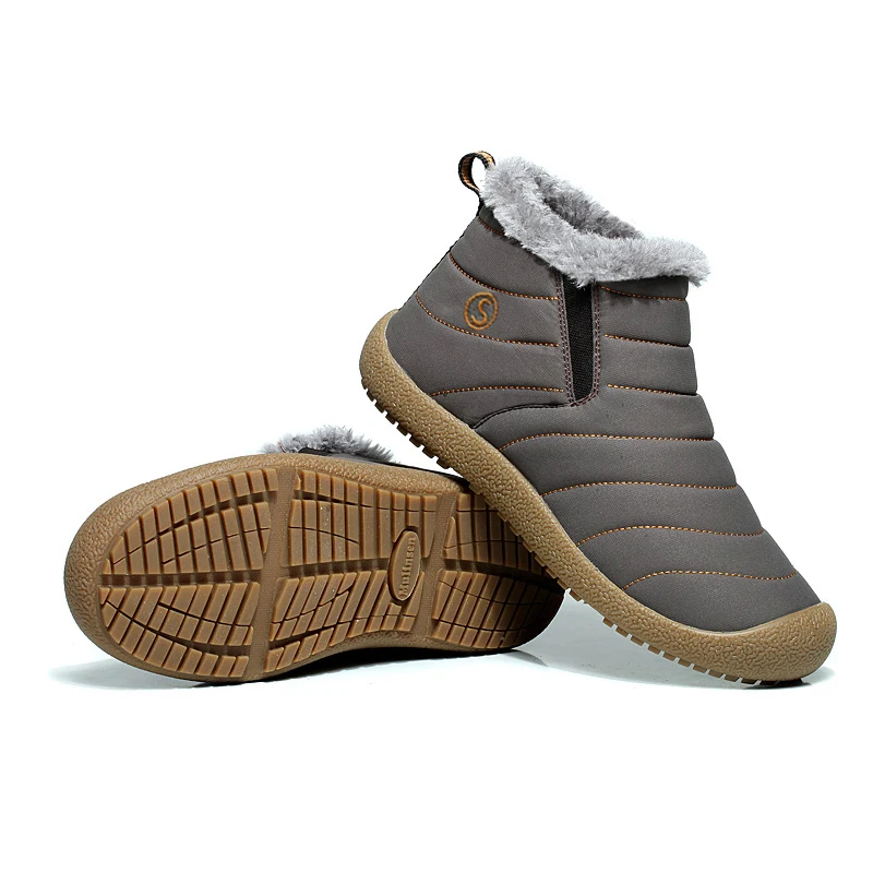 Модные мужские ботинки на меху зимние водонепроницаемые хлопковые удобная