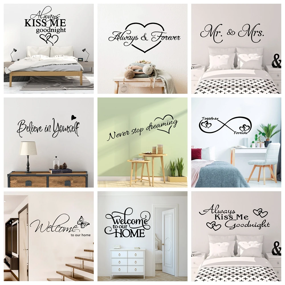 

Romantic Love sentence Wall Stickers For Bedroom Wall Decor Home Decorative stickers Self-adhesive Home decor Pegatinas de pared