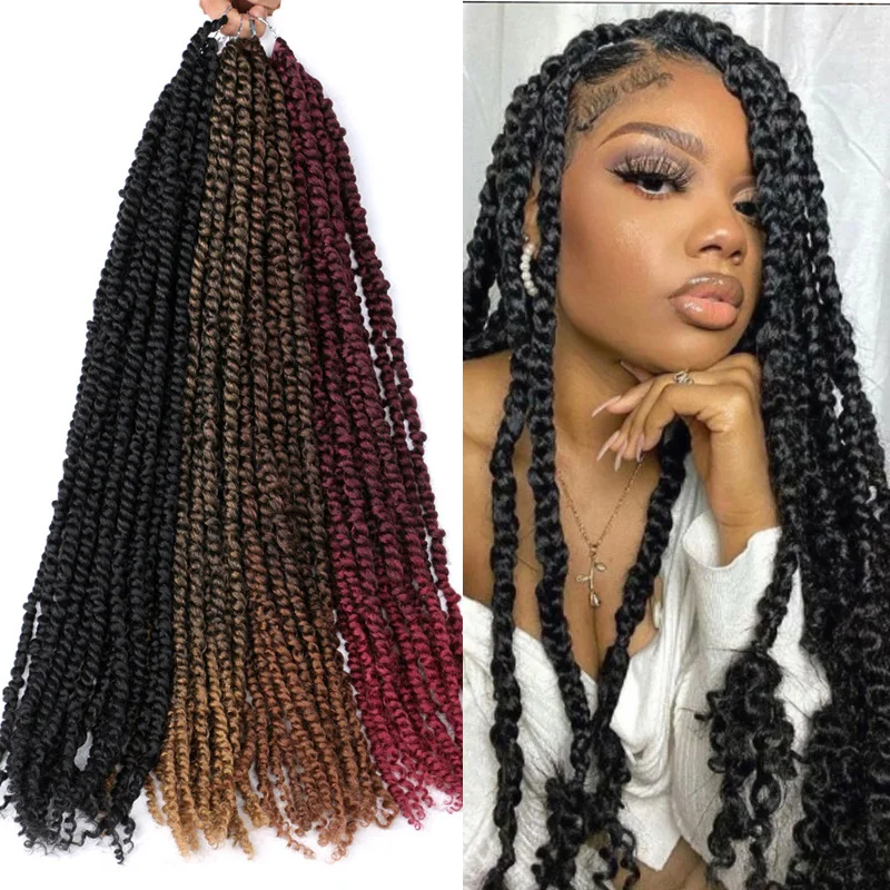 

Saisity Passion Twist24 inch Fluffy Pre-Twist Black Pre Stretched Ombre Braiding Hair Synthetic Crochet Braids Hair Extension