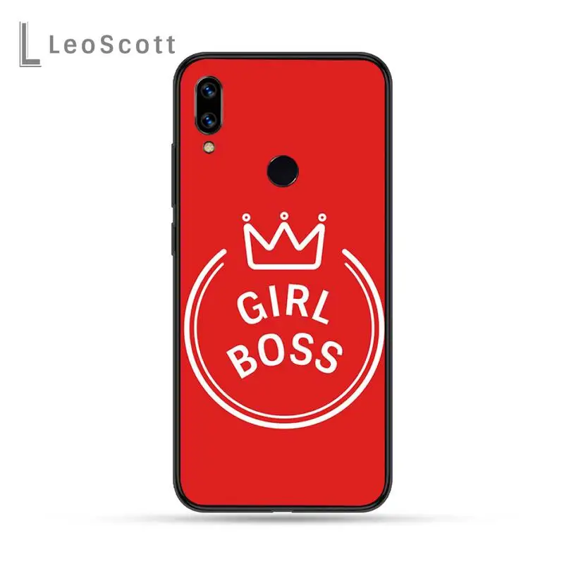 

Girl Boss Pink Women power Cartoon Novelty Phone Case For Xiaomi Redmi Note 4 4x 5 6 7 8 pro S2 PLUS 6A PRO
