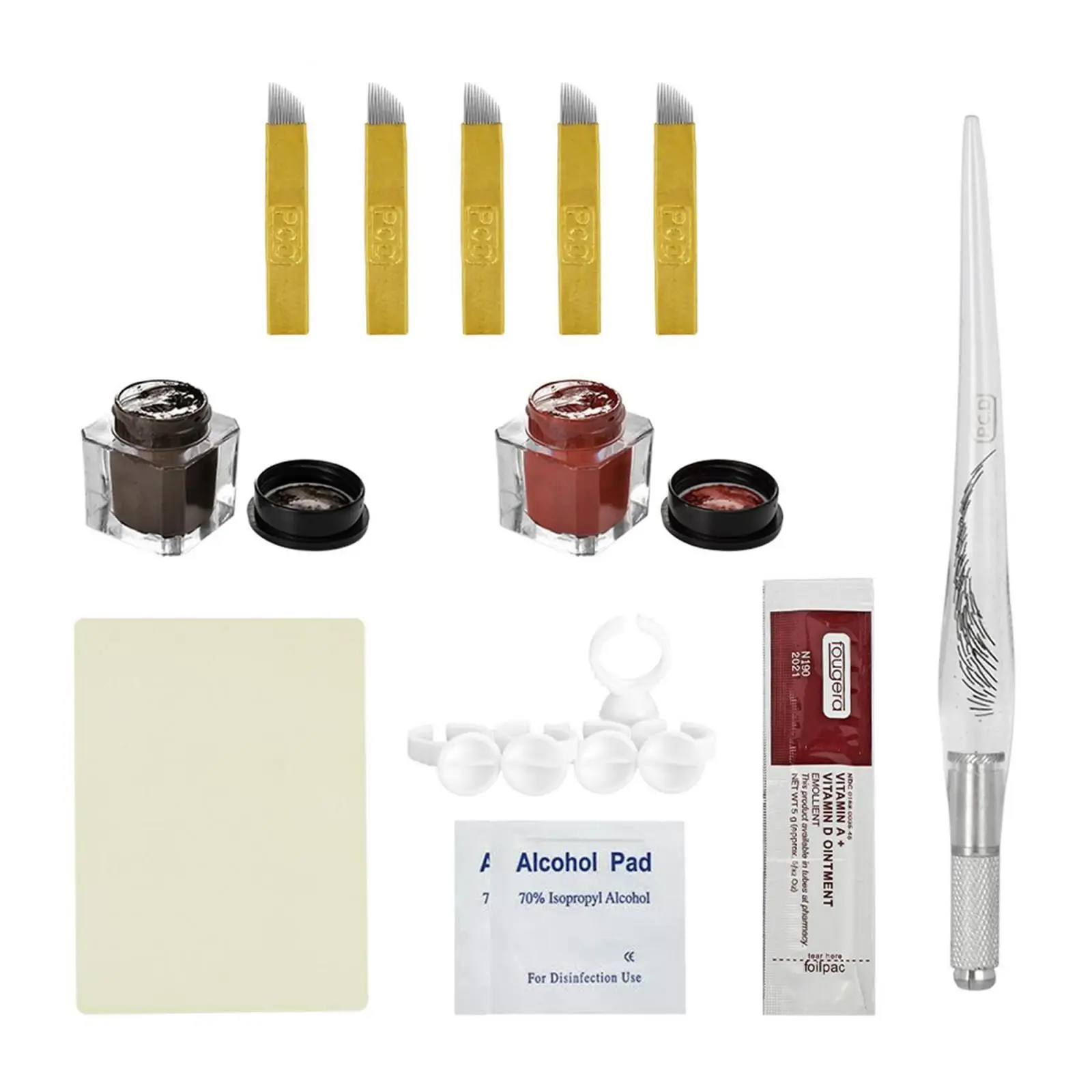 

Eyebrow Permanent Tattoo Kit Set Pen Pigment Ink Practise Skin Ring Cup
