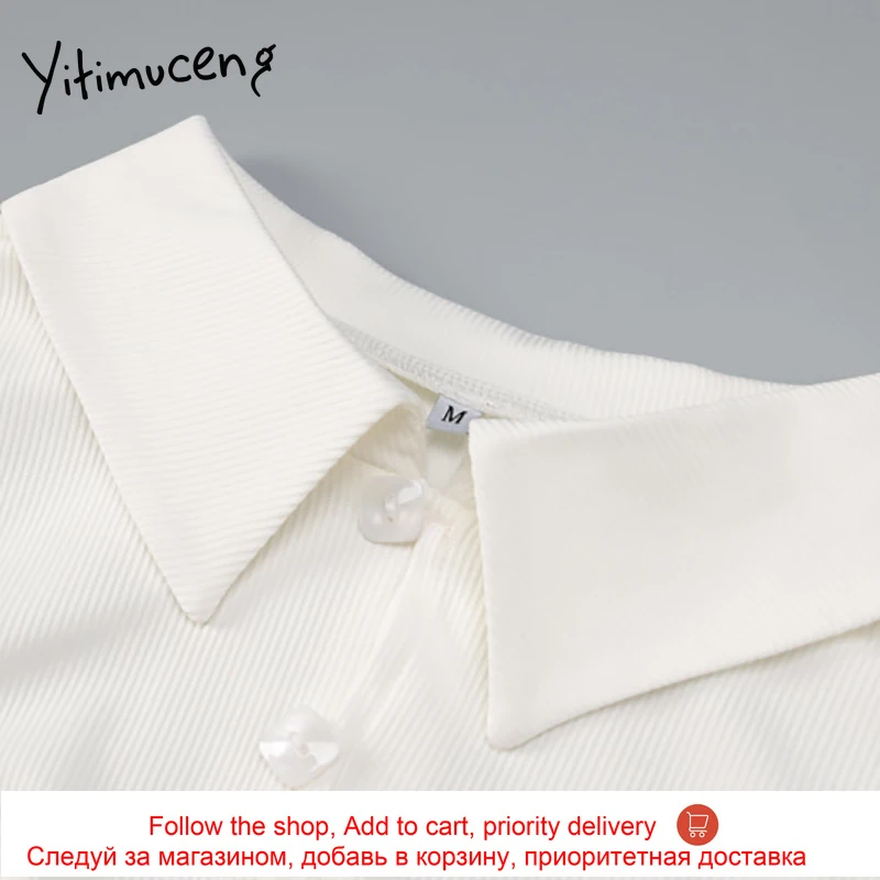 

Yitimuceng Sexy Elegant Dress Women White Side Split Party Short Sleeve Turn-down Collar Button Midi Dresses Lady 2021 Summer