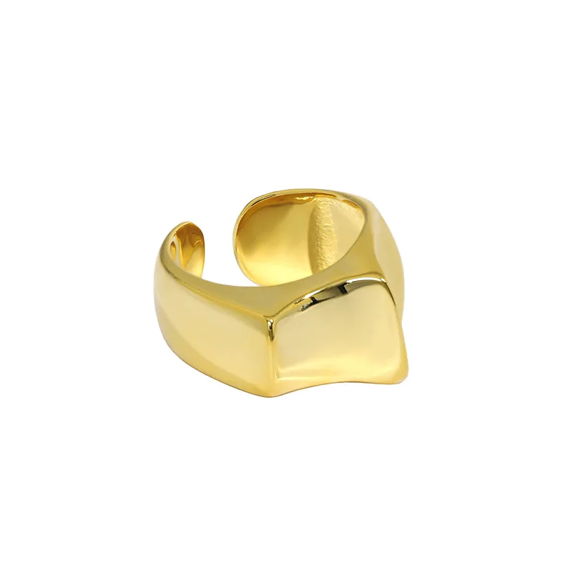 

Hyperbole Korean Fashion Irregular Smooth Genuine S925 Sterling Silver Open Wide Cuff Ring Statement Finger Rings Men