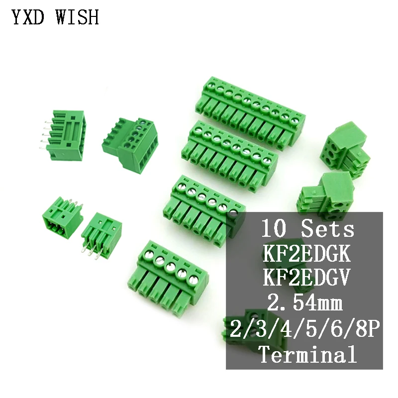 

10 пар 2/3/4/5/6/7/8 Pin15EDG KF2EDG 2,54 мм PCB Винтовые клеммные блоки коннектор прямая игла штыревой разъем