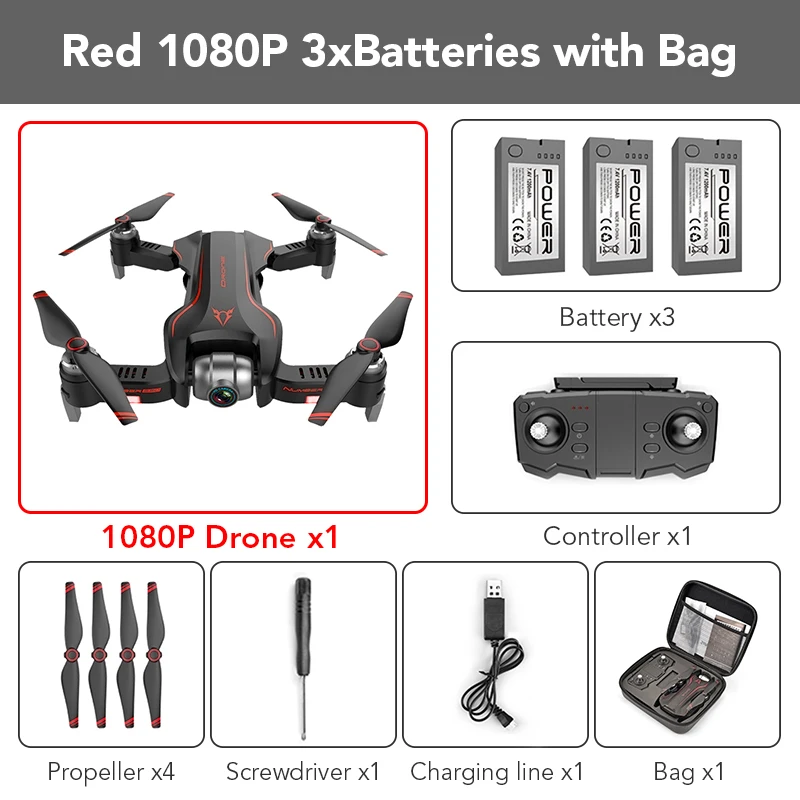 Red 1080p 3B withBag FUNSKY S20 wifi FPV с 4 K/1080 P HD камерой 18 минут время полета Интеллектуальный складной Радиоуправляемый Дрон Квадрокоптер - Цвет: Red 1080p 3B withBag