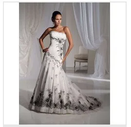 

Black&White Embroidery Wedding dress Bridal Gown