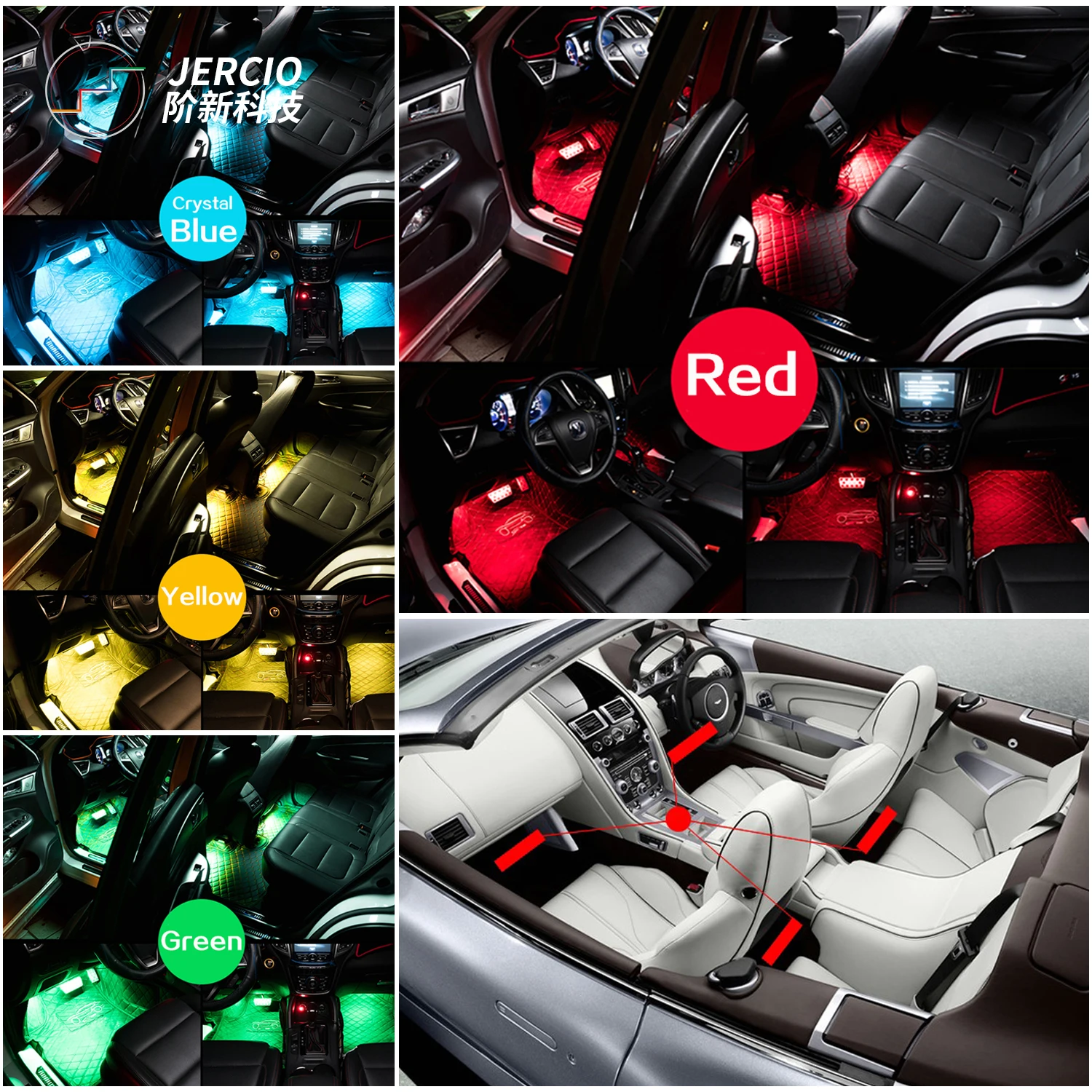 

LED Car Atmosphere Light USB Sound Control Waterproof Soft Light With Color RGB Footpad Decorative Light Strip