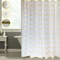 Modern Style Shower Curtains Bathroom Curtain EVA Transparent Golden Stripe Environmental Protection Waterproof Shower Curtain
