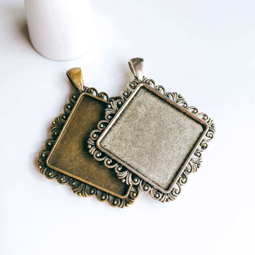 5 шт./лот 30 мм ожерелье с подвеской античная бронза серебро стекло Кабошон Пустые