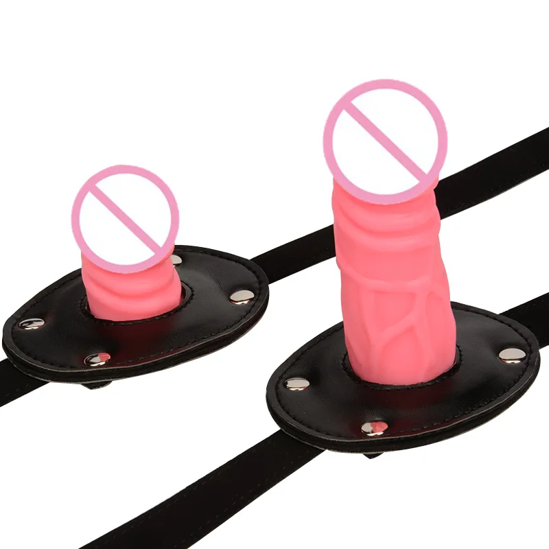Большой фаллоимитатор кожаный Фетиш-кляп для пениса интимные товары взрослых