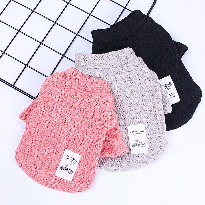 

Solid Color Dog Sweater Winter Warm stretch knit bottoming shirt Clothing for Small Dogs Clothes for Chihuahua Pet Supplies