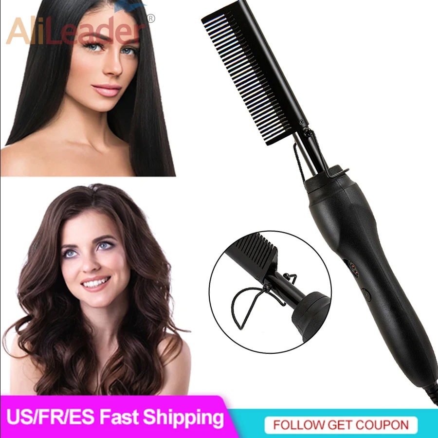 

Black Hot Combs Electric Hot Comb Heating Pressing Combs Hair Straightening Technology Hair Straightener For Wet And Dry Hair