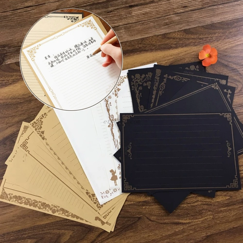 

8 Sheets Vintage Retro Design Writing Stationery Paper Pad Note Letter Set