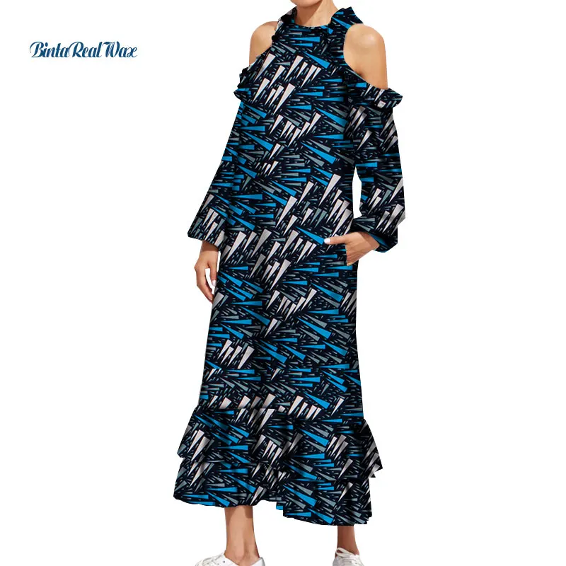 

2021 Summer African Dresses for Women Print Sleeveless Dresses Vestidos Bazin Riche African Ankara Dresses Women Clothing WY8552