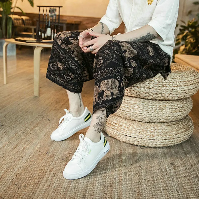 

2021 Men Summer Harem Pants Casual Streetwear Chinese Characters Fashion Printing European Style Jogger Large M-5XL Dropshipping
