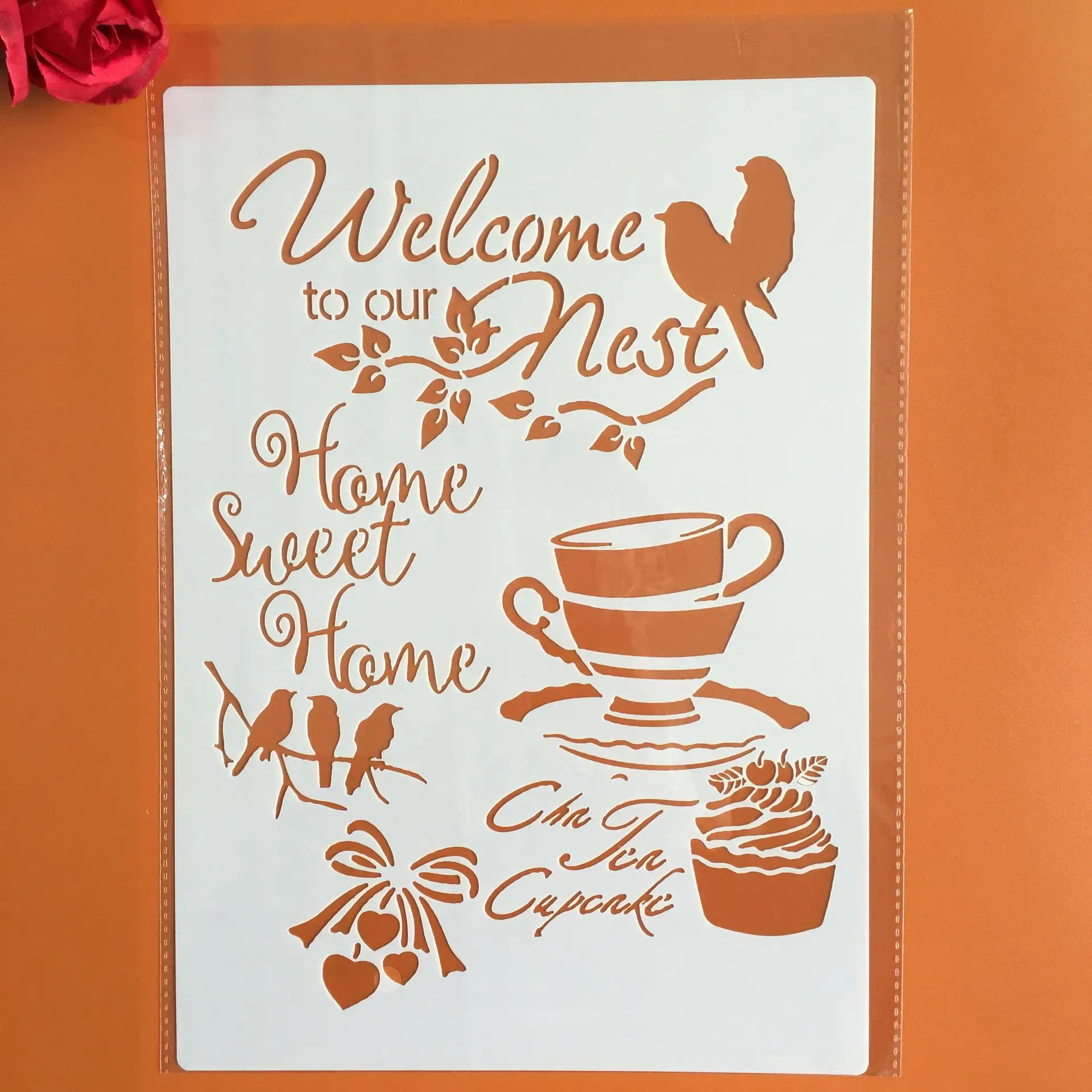 

A4 29 * 21 Welcome on the wall layered stencil painting scrapbook stamp album decoration embossed paper card template decoration