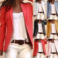 hot sale new 2020 ins explosion womens clothing autumn long sleeve cardigan short jacket solid color pocket office coat red top