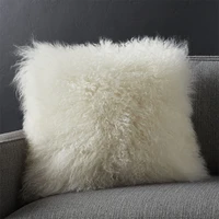 nordic ins tan wool pillow sofa cushion bedside core fabric craft pillow fur integrated waist pad