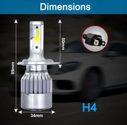 2x H7 светодиодный H11 H4 Hi/короче спереди и длиннее сзади) H1 H3 H8 HB1 HB3 HB4 HB5 PSX24W HIR2 H13 H16 H27