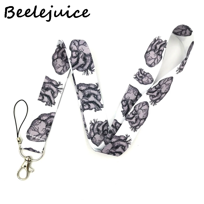 

Anatomical Heart Stripe Neck Strap Lanyard keychain Mobile Phone Strap ID Badge Holder Rope Key Chain Keyrings Accessories Gift