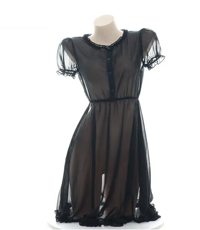 Женское Полупрозрачное платье однотонное ночное белье домашняя одежда черного и