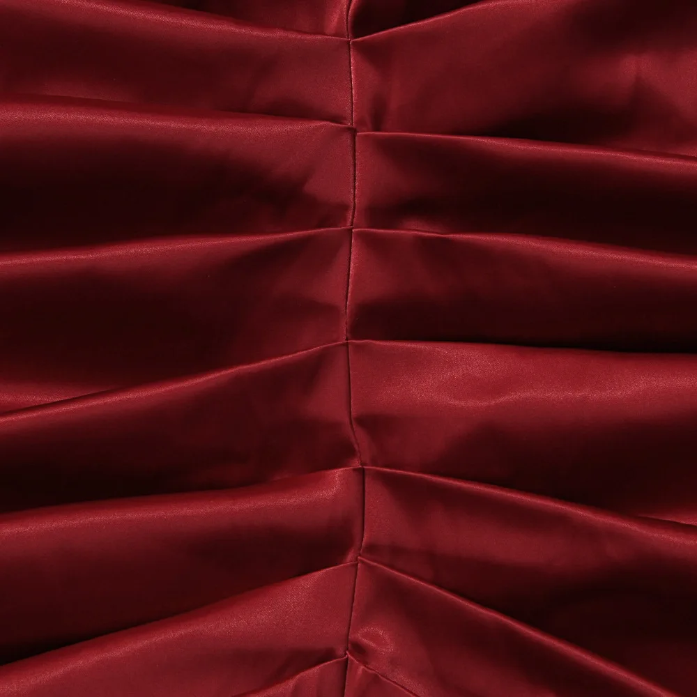 

Chic Burgundy Evening Party Club Night Dress Women Sexy Elegant Satin Ruched Bodycon Midi Dress Spaghetti Strap Vestidos