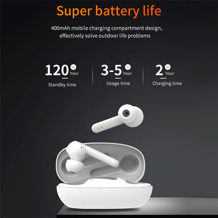 ETVR 2020 TWS Wireless Ergonomic Bluetooth 5.0 Earphone Sport Handsfree Touch Operation Earbuds Stereo Headset with Charging Box