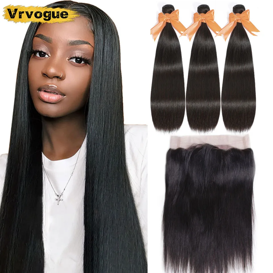 Прямые человеческие волосы пряди с фронтальной застежкой перуанские прямые 360