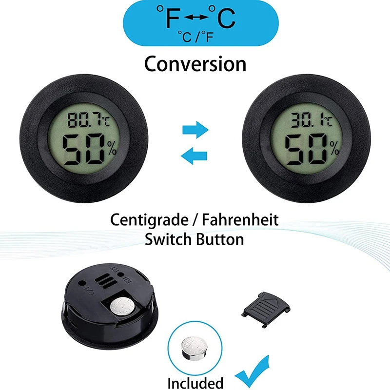

10Pcs Mini Digital Thermometer Hygrometer Indoor Room Round Temperature Humidity Gauge Meter Monitor