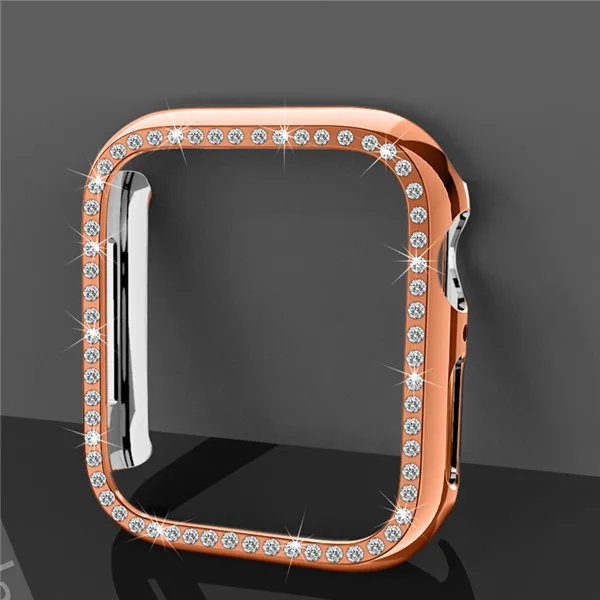 rose gold Защитная пленка для часов PC Бампер для apple watch 4 Чехол алмазные часы корпус 42 мм 38 мм для apple watch 3 2 44 мм 40 мм iwatch 4 - Цвет: rose gold