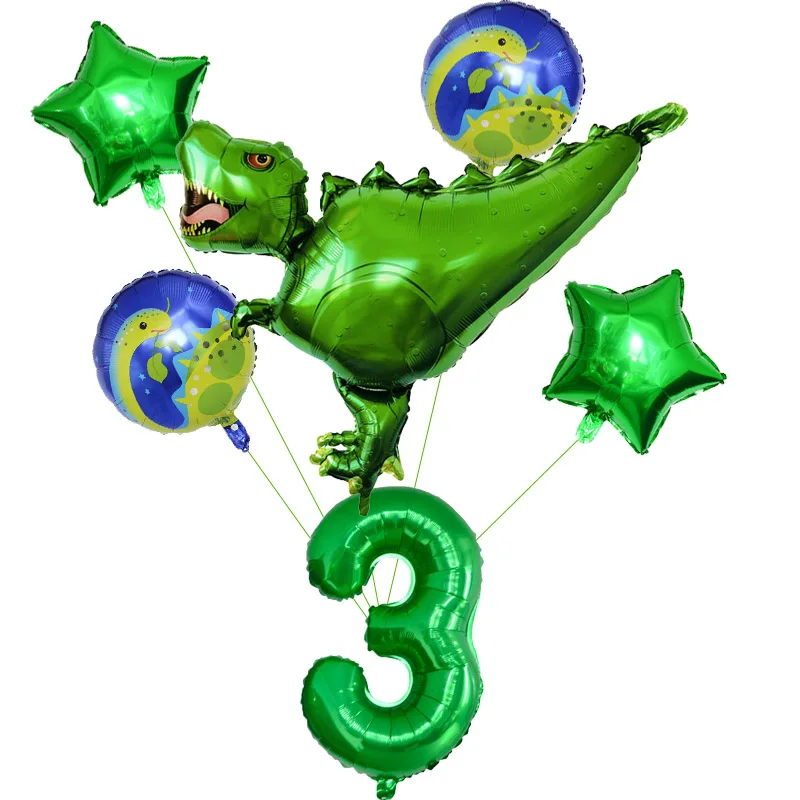 6pcs Green 3 years Фольга динозавр шары динозавров вечерние Happy День рождения украшения для детей из фильма «Парк Юрского периода»; украшения в виде животных воздушные шарики, детские игрушки - Цвет: 6pcs Green 3 years