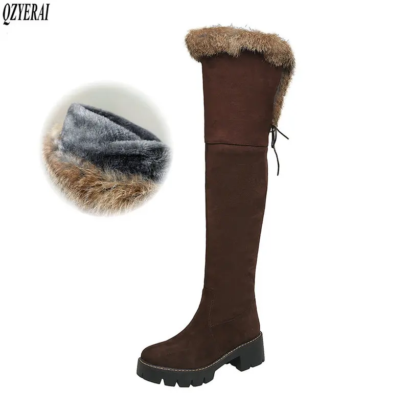 

New winter style warm Over knee boots snow boots Women boots waterproof True fur Non-slip snow boots warm Women shoes