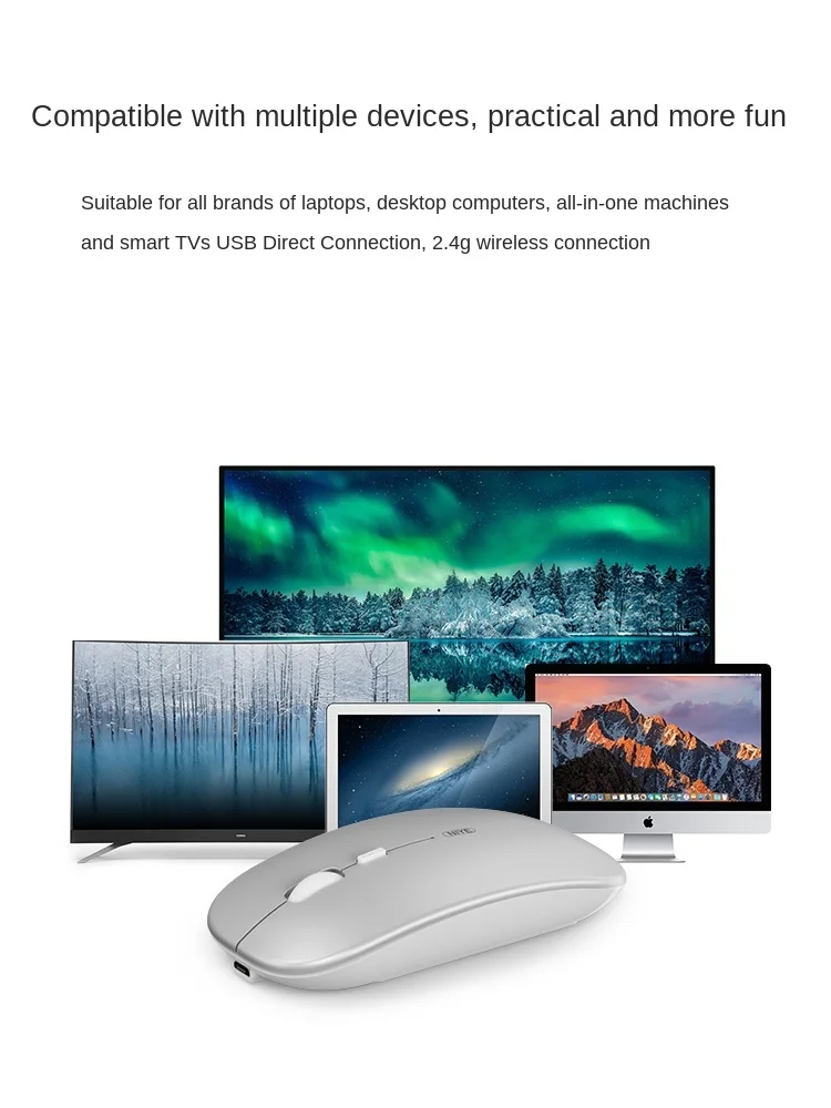 

Universal Wireless Mouse Mute Rechargeable Bluetooth Dual-Mode 5.0 Mouse Laptop Unlimited Office iPad Universal