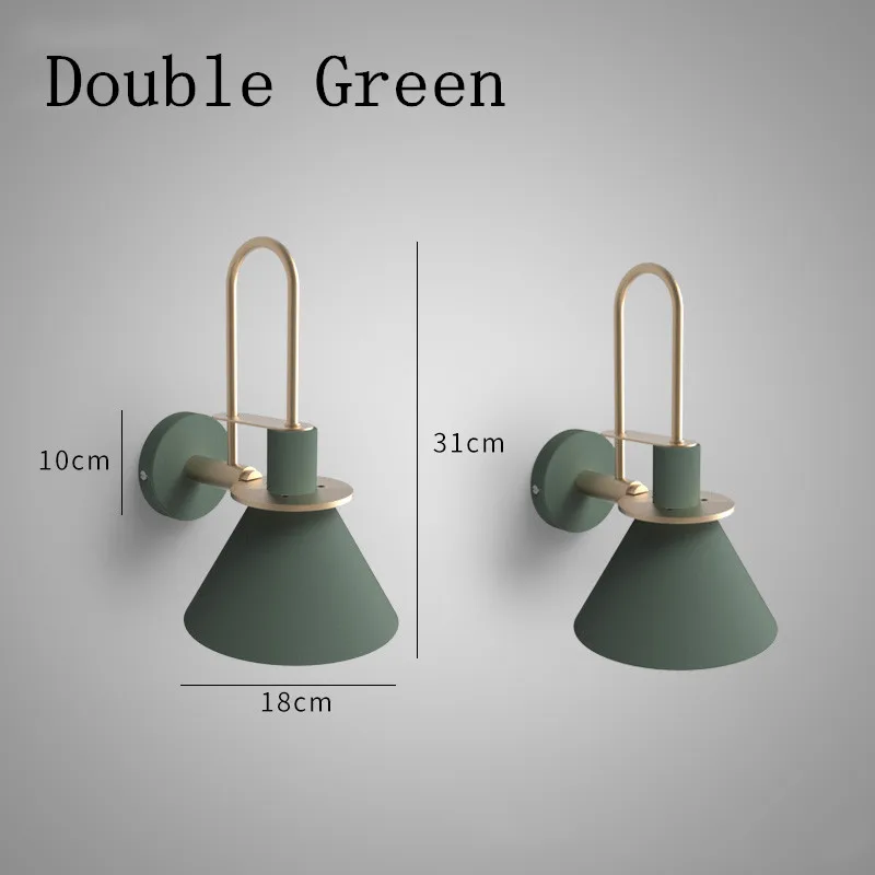 Double Green Современный светодиодный настенный светильник, скандинавский настенный светильник, 90-260 В, лампы, светильник, Светильники для прикроватной кровати, лофт, домашний светильник, светодиодный светильник для дома - Цвет абажура: Double Green