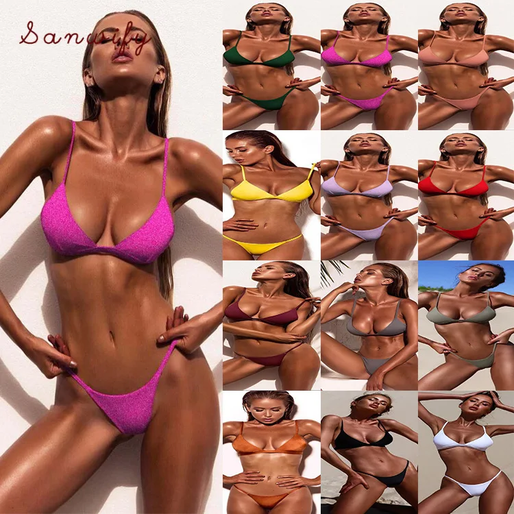 

2020 Sexy Swimwear Fashionable Bikinibikini Women's Solid Color Swimsuit Bikini