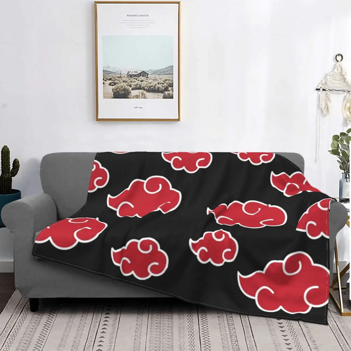 

Japanese Anime Red Cloud Flannel Fleece Throw Blanket Shaggy Fuzzy Quilt Home Sofa Bedroom Bedding Throws Adult Graphic
