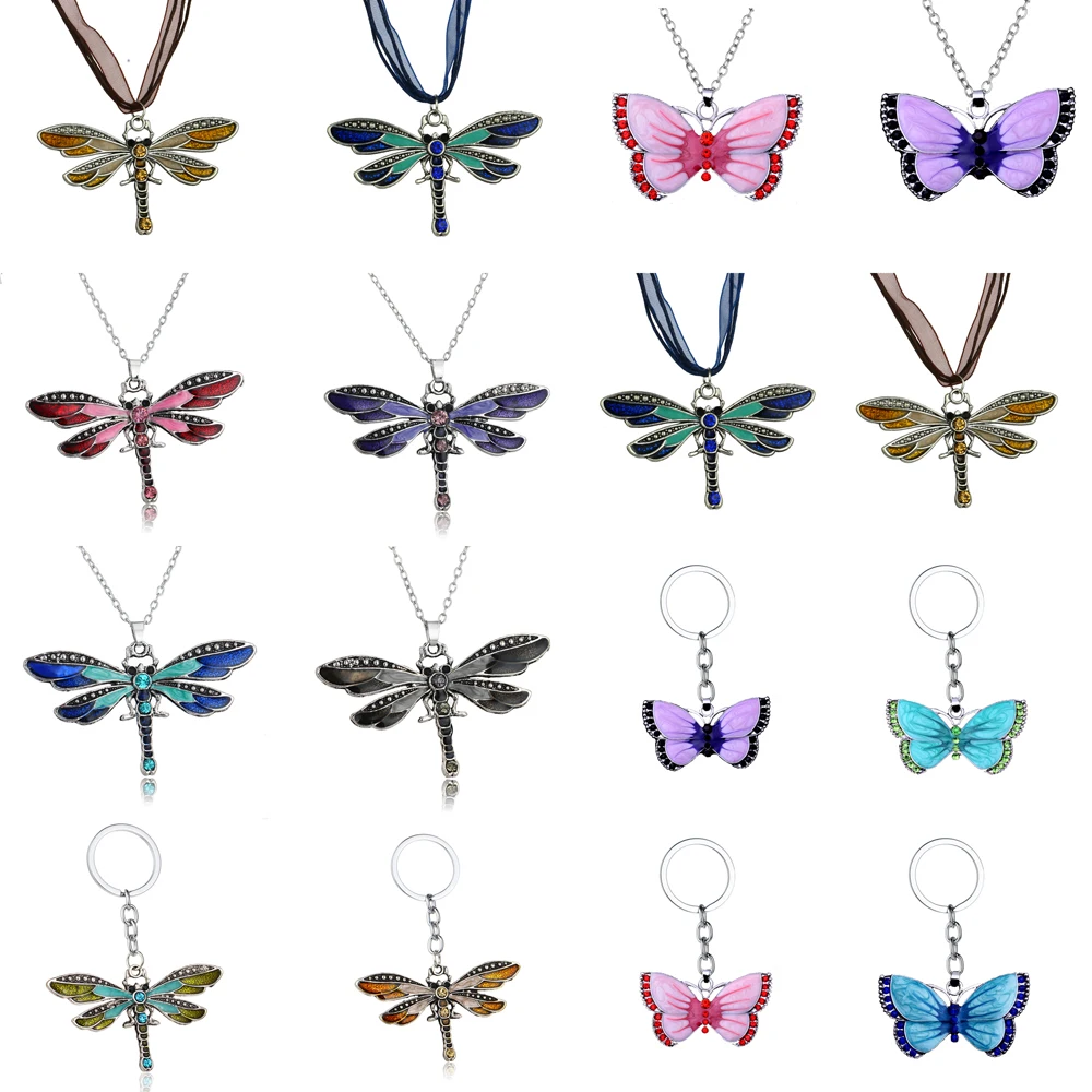Ожерелья Стрекоза бабочка слон массивные ожерелья очаровательные кулоны