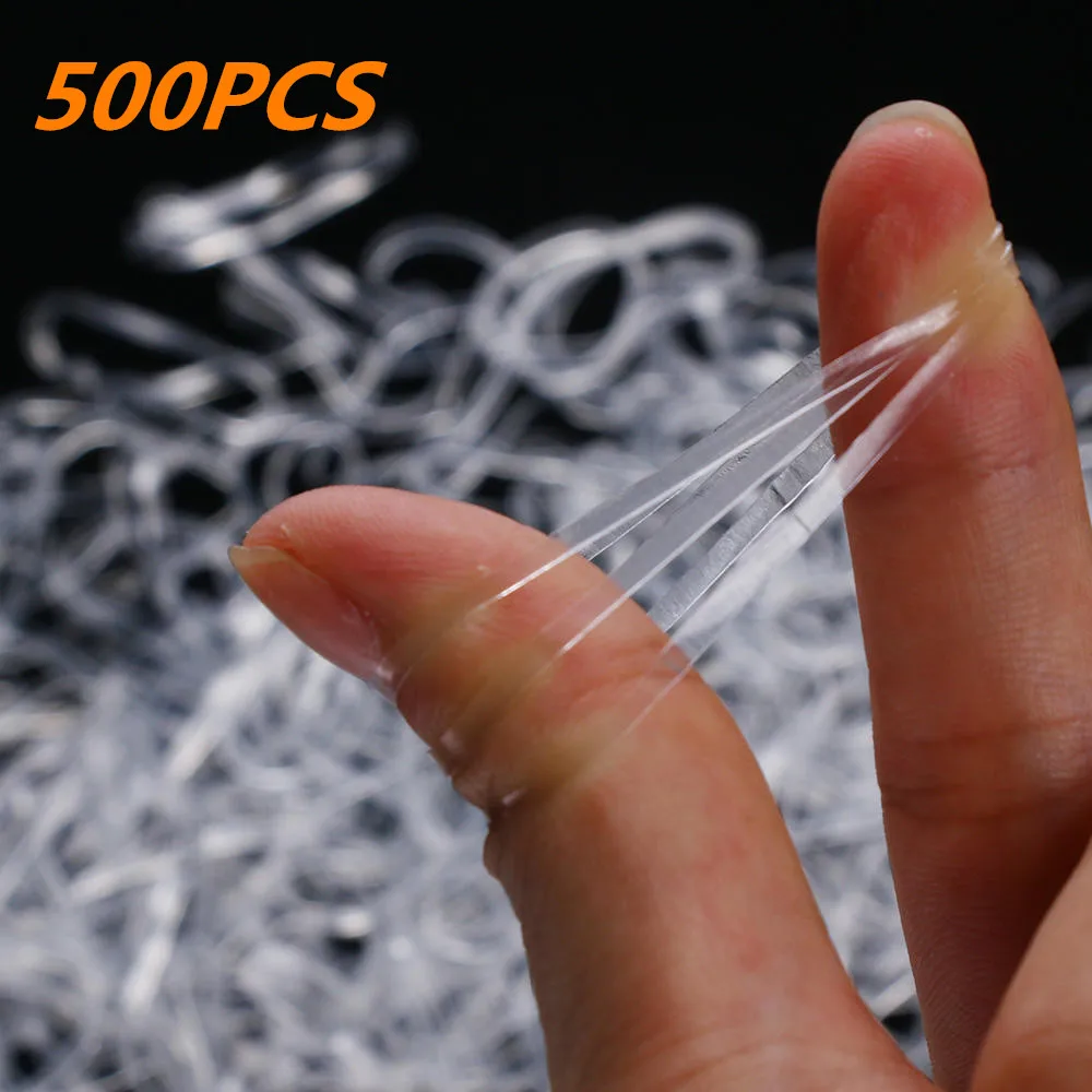 500 шт./пакет одноразовые прозрачные эластичные резинки для волос Женский