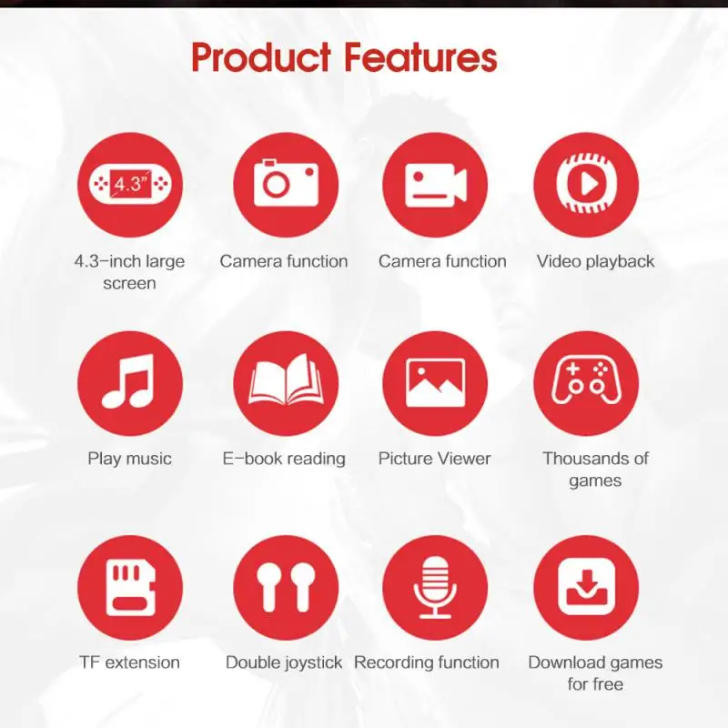 

8GB 4.3-inch Screen Game Console Portable Dual Joystick 5.1 Stereo Surround HD Screen Multiple Languages Game Console 10000 Game