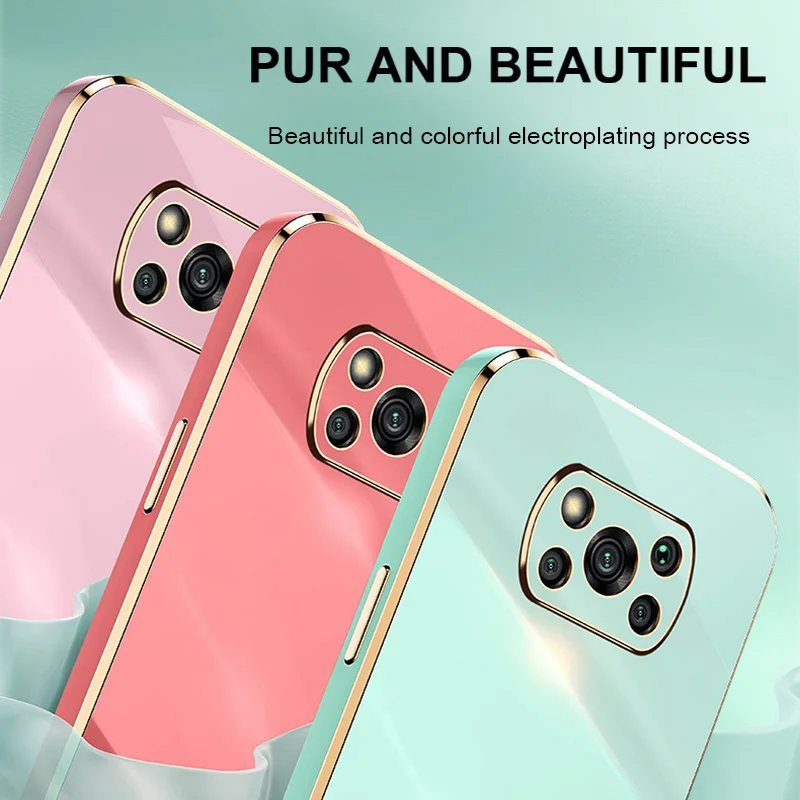 luxury square plating case for xiaomi poco x3 pro x3 nfc soft tpu camare protection shockproof phone cover coque funda free global shipping