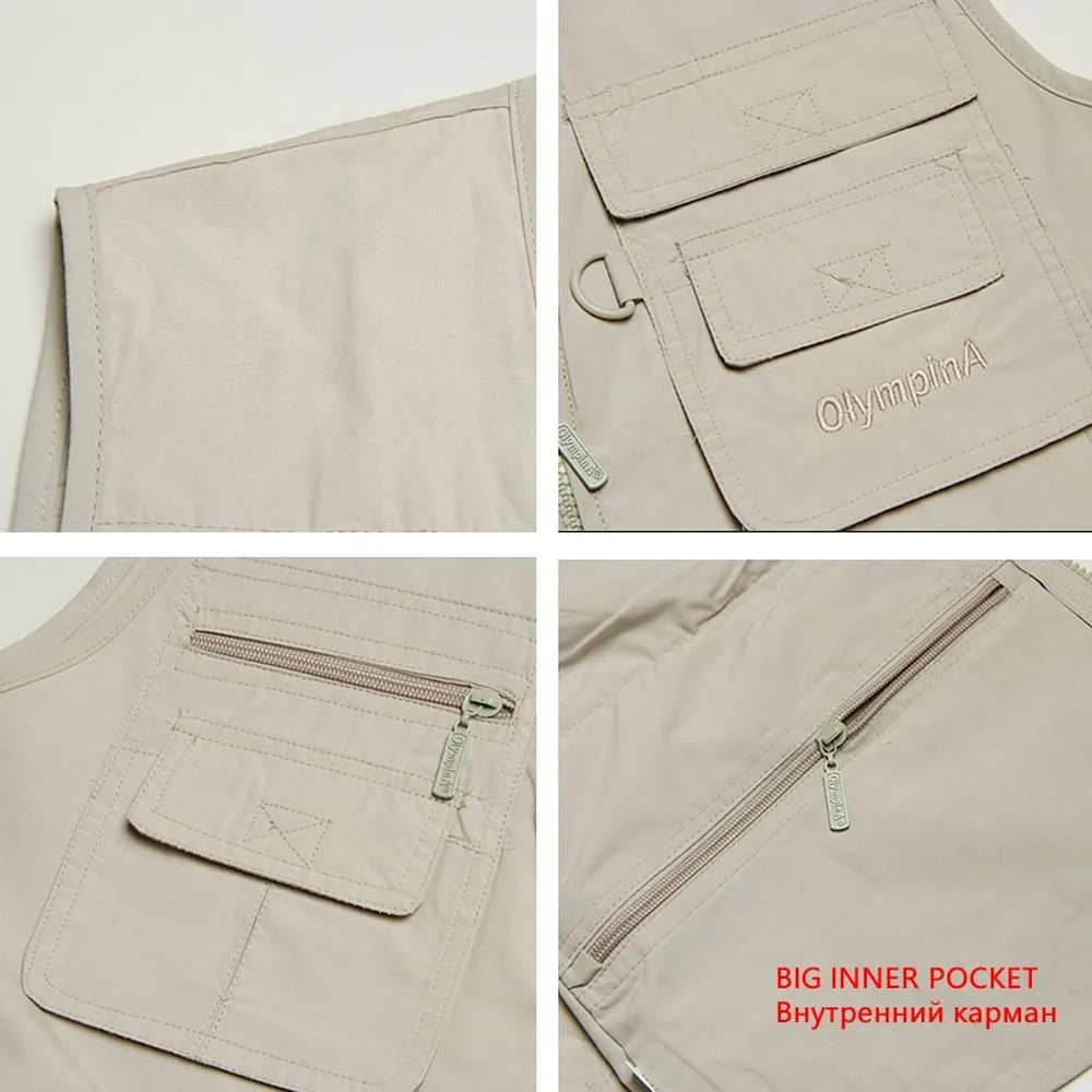 

6 Colors Large Size Quick-Drying Work Vest Mens Fishing Camping Sleeveless Jacket Outdoor Male Waistcoats with Many Multi Pocket